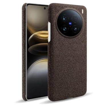 Imagem de Capa para vivo X100 Ultra 5G,Capa desenhada em lona,Case Protetora Ultrafina com Empunhadura Macia,Design em Tecido Antichoque e Antiarranhões-Brown