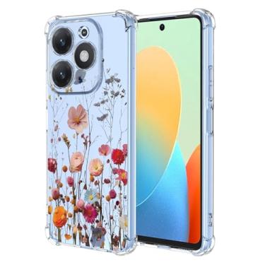 Imagem de RRXSYXL Para Tecno Spark 20C, Tecno Spark GO 2024, Tecno Spark 20, Smart 8, Tecno Pop 8, HOT 40I, Capa Smart 8 HD com estampa floral transparente, macia à prova de choque, linda flor, Spark 20C