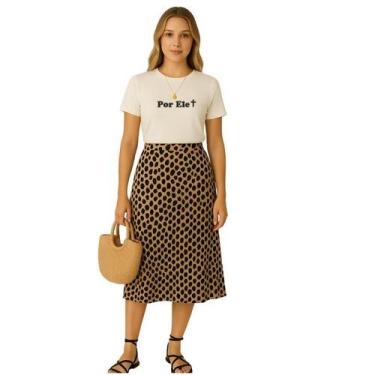 Imagem de Camiseta Feminina cristã Por Ele Algodão Fio 30.1 Manga Curta Gola Red