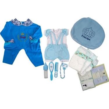 Imagem de Enxoval Bebê Reborn Menino 2 Trocas  + Bolsa Azul escuro - Mamãe Rebor