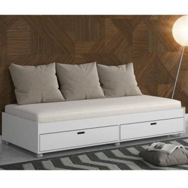 Imagem de Cama Solteiro Puff Conquista Móveis - Conquista Moveis, Branco