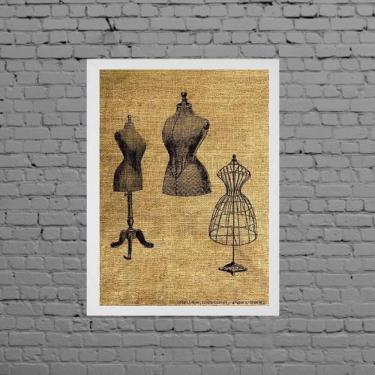Imagem de Quadro Modelos Manequim De Costura 33X24Cm Moldura Branca