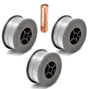 Imagem de Kit 3 Arame Solda Mig Revestido Uso Sem Gás 0,8mm E71t-sg Rolo 1kg - G
