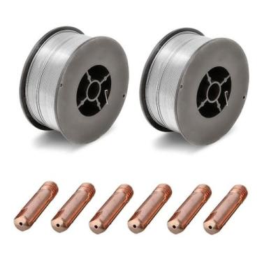 Imagem de Kit Arame Solda Mig Revestido Uso Sem Gás 0,8mm E71t-sg Rolo 1kg - Gal