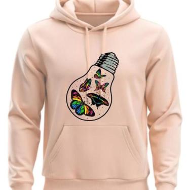 Imagem de Moletom Com capus Personalizdo Lampada Borboleta - Hs, Bege, M