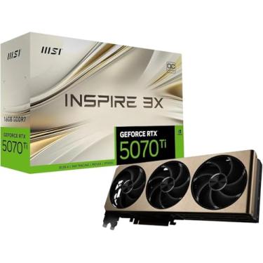 Imagem de MSI GeForce RTX 5070 Ti 16G Inspire 3X OC Plus — 16GB GDDR7 (28Gbps/256-bit), PCIe 5X 16, Boost: 2482MHz, HDMI 2.1b, DisplayPort 2.1b