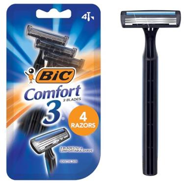 Imagem de BIC Comfort 3 barbeadores descartáveis para homens, lâminas perfeitas para um barbear suave e confortável, 4 lâminas descartáveis com 3 lâminas, kit de barbear com 4 unidades