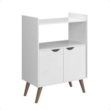 Imagem de Aparador Buffet Retrô 2 Portas Grécia Ripado 3D Cor Branco - PRADO MOV