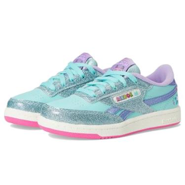 Imagem de Reebok Tênis infantil unissex Club C Revenge (criança pequena), azul-petróleo/roxo, 2 Little Kid