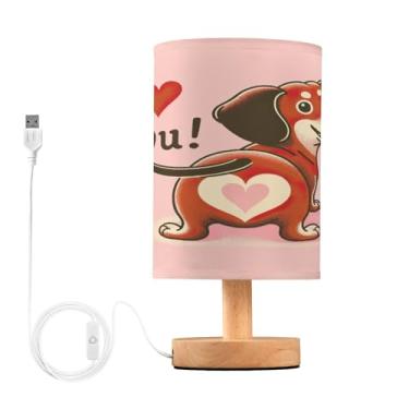 Imagem de Joisal Lindo dachshund I Love You, luminária de mesa lateral abajur amigável aos olhos, lâmpadas laterais para quarto, lâmpadas pequenas decorativas