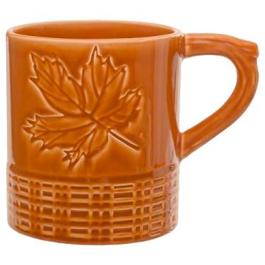 Imagem de Boston International Caneca de cerâmica jumbo para café, chá e bebidas quentes, 680 g, folha de laranja