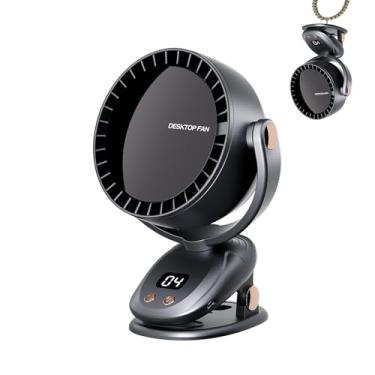 Imagem de TrendGear Ventilador portátil com clipe operado por bateria, ventilador de mesa silencioso recarregável de 6 velocidades, inclinação ajustável e fluxo de ar forte, ventilador USB pequeno para