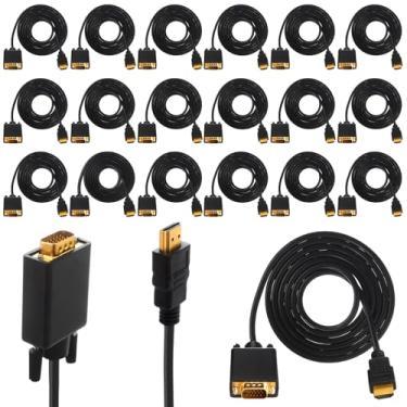 Imagem de Saysurey Pacote com 20 cabos HDMI para VGA, 1,8 m, unidirecional (macho para macho), adaptador HDMI para VGA banhado a ouro para monitor de computador, laptop, desktop, PC, projetor HDTV