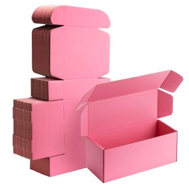 Imagem de Yidomto Caixas De Remessa Pequenas Rosa 10X4X4 - Pacote Com 25 Papelão Ondulado Para Embalagem, Correspondência, Presente, Resistente, Reciclável, Suprimentos Comerciais Perfeitos, Comércio Eletrôni