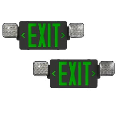 Imagem de CM MZY Placa De Saída Verde Com Caixa Preta E Luz Emergência, Duas Cabeças Quadradas Ajustáveis, Bateria Reserva Saída, Padrões Dos Eua, Certificação Ul, Combinação Para Empresas, Ca 120/277 V, Paco