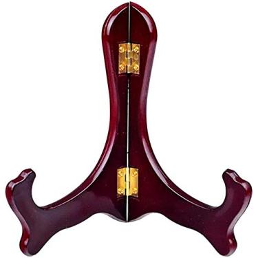 Imagem de Onwon Cavalete De Madeira Com 4 Peças, Acabamento Em Mogno, Suporte Para Pratos, Porta-Retratos Dobrável (6 Polegadas)