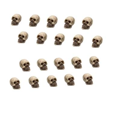 Imagem de Conjunto em miniatura com 20 peças de miniatura, pequenas estátuas de cabeça de esqueleto de esqueleto de resina para adereços de brincadeira de Halloween, mesa, bruxaria, casa de bonecas assombrada