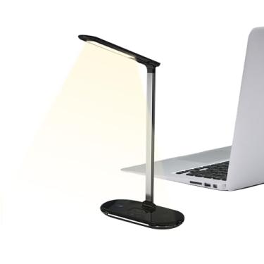Imagem de Abajur De Mesa Ajustável - Luminária De Mesa Com Carregador Sem Fios Para Estudo,Luminária De Leitura Regulável E Dobrável Para Cama Escritório Criado Mudo