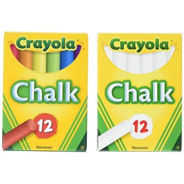 Imagem de Crayola Non-Toxic White Chalk(12 ct box) and Colored Chalk(12 ct box) Bundle