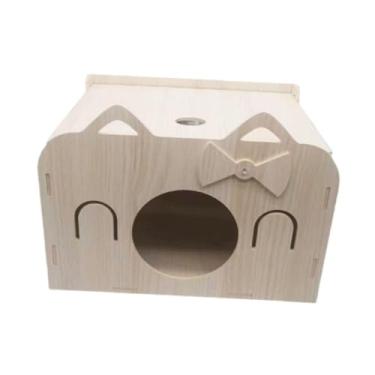 Imagem de Fenteer Hamster hideout house hamster dormir atividade brinquedo de madeira hamster casa gaiola acessório para ratos lemmings gerbils rato