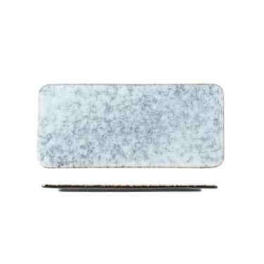 Imagem de Prato plano de cerâmica retangular criativo retrô de cor sólida japonesa - prato de sushi de 25 cm - cinza mármore