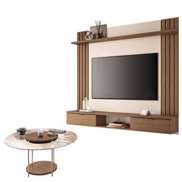 Imagem de Painel para TV Suspenso Solus e Mesa de Centro SKY com Tampo de Vidro 
