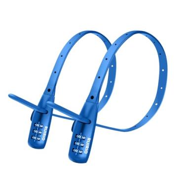 Imagem de Fecho de amarrar com zíper ajustável para bicicleta, bicicleta elétrica, bicicleta infantil, geladeira, scooter, armários, gavetas, portões, cercas, capacete, caixas de ferramentas, pacote com 2 (azul