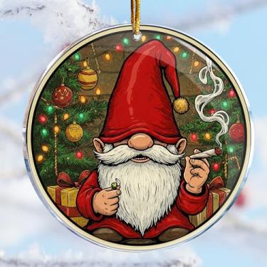 Imagem de Decorações de Natal - Presentes de mordaça - presentes impertinentes desagradáveis - elefante branco - meias de meias (gnomos fumando maconha cannabis Get High 2)