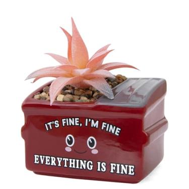 Imagem de YINUOWEI Vaso de cerâmica de suporte emocional, vasos de suculentas e vasos de plantas pequenas para decoração de mesa, acessórios de mesa de lixo, presentes engraçados para mulheres, homens, amigos