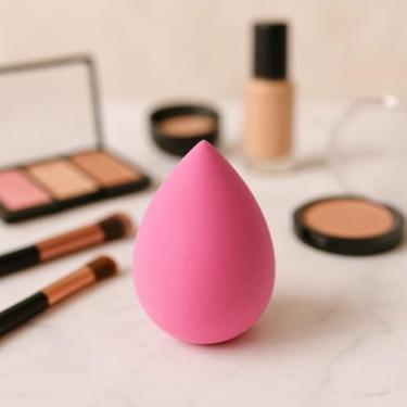 Imagem de Esponja de Maquiagem Profissional, Formato Gota, Rosa e Bege, Kit com 3 Unidades