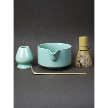 Imagem de Artcome Conjunto de ferramentas Matcha Premium verde 1, 4 peças, conjunto Matcha japonês com tigela, batedor, suporte, colher e manual