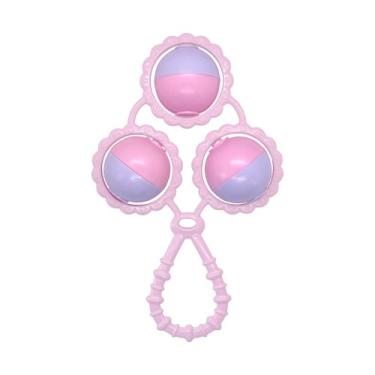 Imagem de Chocalho De Bebe Rosa Infantil Menina 3 Bolinhas Tradicional - BABYGO