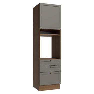 Imagem de Torre Quente 60 cm 1 Porta 3 Gavetas Rustic/Cinza Vik Madesa