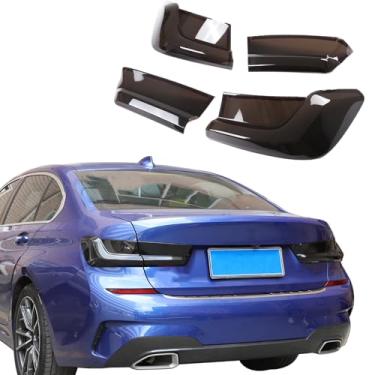 Imagem de Acabamento da tampa da lâmpada traseira para BMW Série 3 M3 E46 E90 G20 G80, kits de cobertura de guarnição de carcaça de luz traseira preta fumada, acessórios de luz indicadora de freio da lâmpada