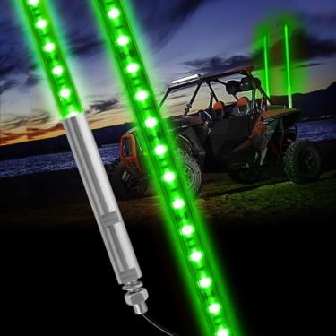 Imagem de 2 peças de luzes de chicote de LED de 0,9 m, antena de segurança com bandeira de 0,9 m, lâmpada de chicotes com bandeira para ATV UTV Offroad Sand Dune Buggy RZR Caminhão Can-Am veículo off-road