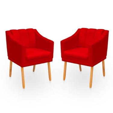 Imagem de Kit 2 Poltronas Cadeira para Sala Confortável e Moderna Mila Suede (Vermelho)