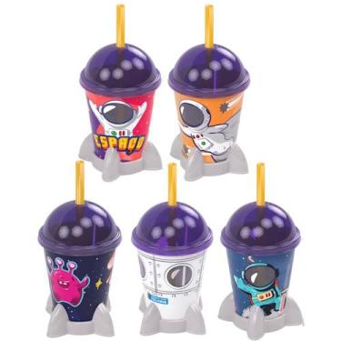 Imagem de 5 Copos 280ml Foguete Nave Astronauta p/ Festa Infantil - Plasútil