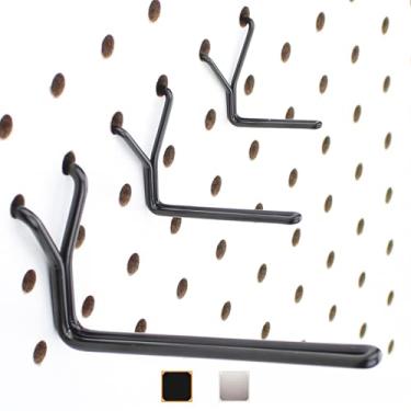Imagem de Ganchos de metal Pegboard com 60 pacotes de 2,5 cm + 5,08 cm + 10,16 cm L Hook - Não vai cair - Serve em qualquer placa de fixação - Preto - Organizar ferramentas, acessórios, bancada, armazenamento de garagem, cozinha, artesanato ou hobby, joias