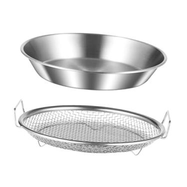 Imagem de WeiLaiKeQi Bandeja para churrasco de aço inoxidável para alimentos fritos, peneira para fritura, cesta de rede, filtro para resíduos de óleo
