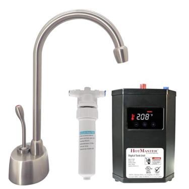 Imagem de Westbrass DT1F271-07 Develosah Torneira dispensadora quente de 22,86 cm com sistema de tanque digital HotMaster DigiHot e filtro de água em linha, níquel acetinado