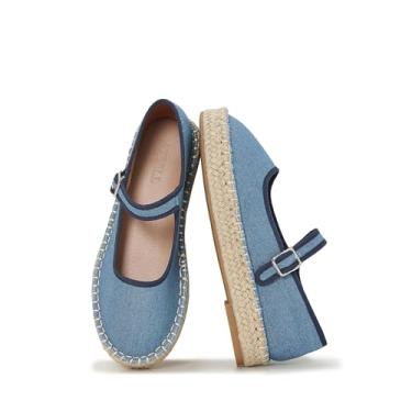 Imagem de ATBELL Sapatilhas femininas Mary Jane com alpargatas de tecido e alpargatas de lona, Jeans, 34