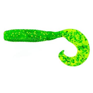Imagem de Gary Yamamoto 10,16 cm Larva de cauda única de pesca - Iscas de plástico macio para natação - Pacote com 20, Chartreuse com Chartreuse grande e verde grande