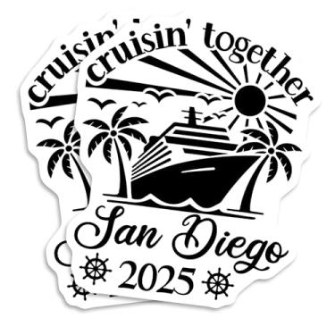 Imagem de Ímãs Cruisin' Together San Diego 2025 - Lembrança de navio de cruzeiro - Memórias de férias - Palmeiras tropicais - Presente Bon Voyage - 12 cm Pacote com 2 - EPLM0073