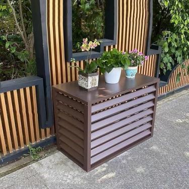 Imagem de Capas De Alumínio Para Ar Condicionado Para Unidades Externas,capas De Móveis De Pátio Barreira De Bomba De Piscina Tela De Cerca De Privacidade,redução De Ruído, Brown, 100X50X70CM