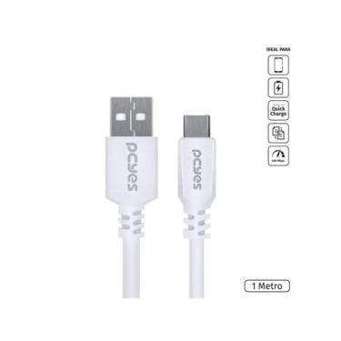 Imagem de Cabo Para Celular Usb A 2.0 Para Usb Tipo C 1 Metro Branco - Puacb-01 