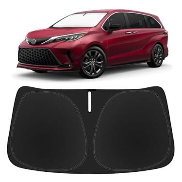 Imagem de Para-sol para Sienna Para-brisas Guarda-sol Ajuste personalizado 2021 2022 2023 2024 2025 Toyota Sienna L LE SE XLE Limited Mini Van Acessórios Capa de para-brisa 240T Protetor de janela Blocos de