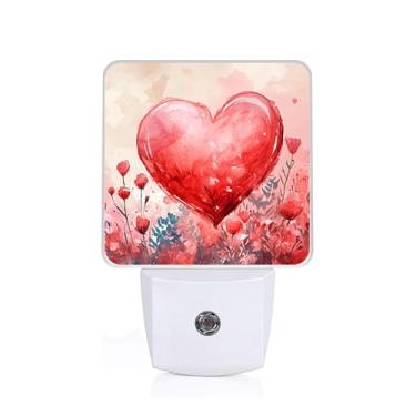 Imagem de SLHFDKL Luz Noturna Em Formato De Coração Vermelho, Lâmpada Parede Plug-In Com Sensor Anoitecer Ao Amanhecer, Led 0,5 W, Eficiência Energética, Para Meninos, Meninas E Adultos, Decoração Casa