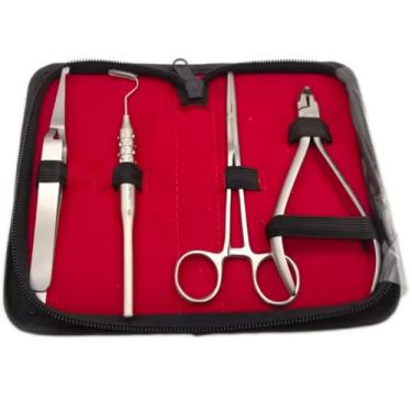 Imagem de Kit completo de ferramentas de suspensórios DIY em casa, 4 peças - suportes de fixação mudam de cor para cintos, laços de ligadura corrente elétrica e alicate de corte