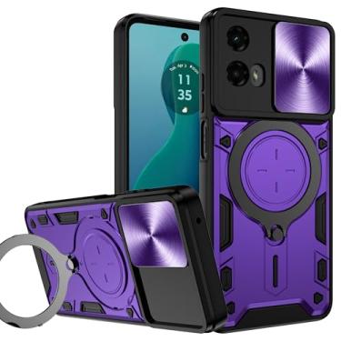 Imagem de Capa para Moto-G-5G-2024 com protetor de câmera deslizante, capa de telefone de grau militar de corpo inteiro 360 com suporte para Motorola Moto G 5G 2024 (roxa)