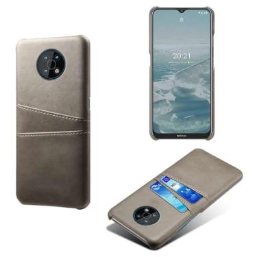 Imagem de Capas Compatível com Nokia G50,Caso de couro PU-Tampa de telefone a prova de choque com 2 slots de cartão,Proteção anti-impressão digital e anti-gota-Grey